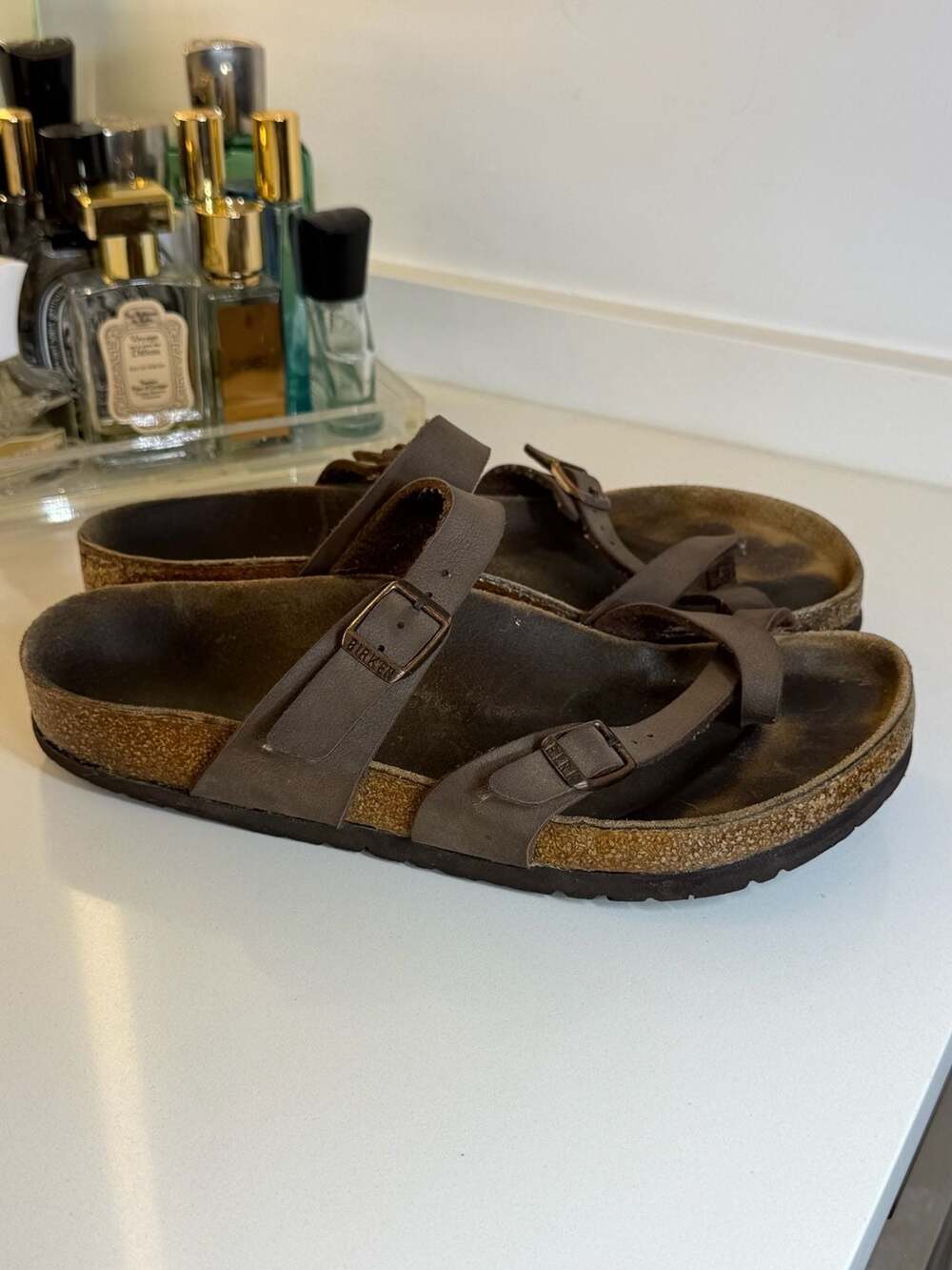 Birkenstock Mayari Oiled Leather Sandals in Mocha